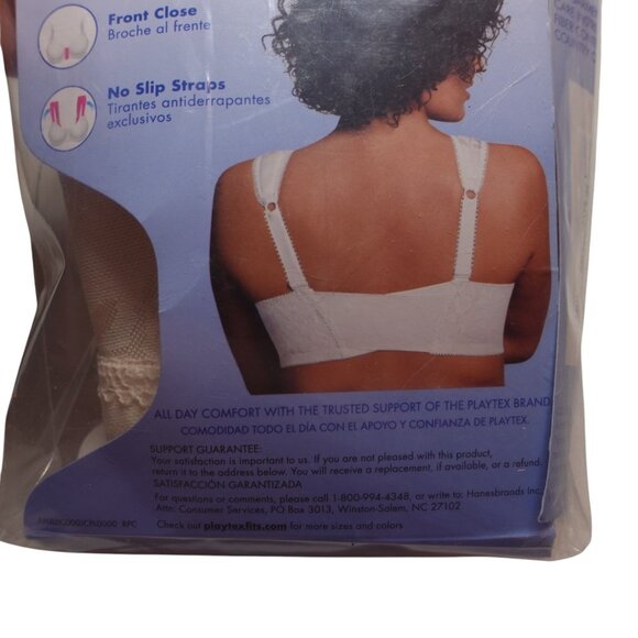 NIP Playtex 18 Hour Front Closure Flex Back Wireless Bra Sz 42D Light Beige 4695 - Picture 9 of 9